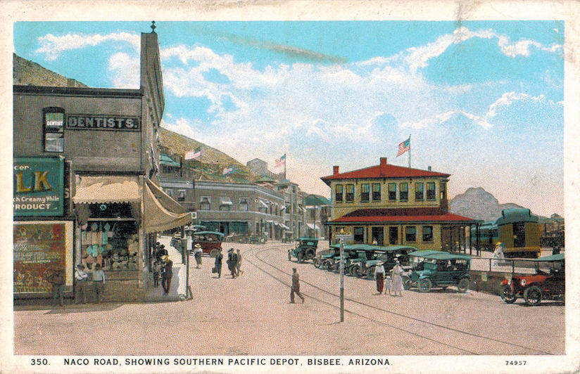 Naco Road Showing So. Pacific Depot Bisbee AZ